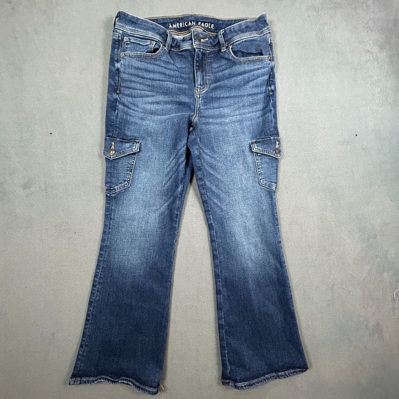 American Eagle Outfitters Denim - American Eagle Jeans Womens Size 10 Short Kickboot Dark Wash Stretch Cargo Denim